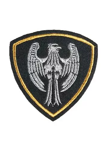 Нашивка ( шеврон вышитый ) на рукав Внутренние Войска МВД (сокол с перьями черная ткань) (2503073)