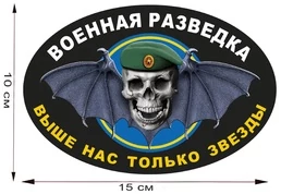 Автомобильная наклейка с символикой Военной разведки (15x10 см) №629 зеленый берет