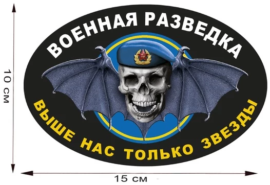 Автомобильная наклейка с символикой Военной разведки (15x10 см) №629 голубой берет