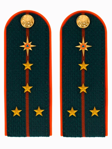 Погоны МЧС на куртку 14х5см ПЛАСТИК (в сборе) укомплектованные с фурнитурой звание Капитан