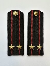 Погоны Морской пехоты повседневные Капитан 2 ранга картон цвет черный с красными просветами
