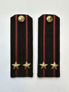Погоны ВМФ повседневные Капитан 2 ранга картон цвет черный с красными просветами