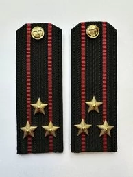 Погоны Морской пехоты повседневные Капитан 1 ранга картон цвет черный с красными просветами