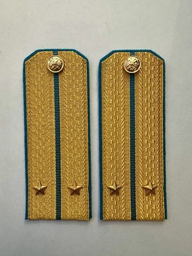 Погоны ВДВ, ВКС, ВВС парадные золотые с фурнитурой на Китель звание Лейтенант Картон