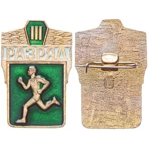 Значок СССР 1977г "3 Разряд", Булавка