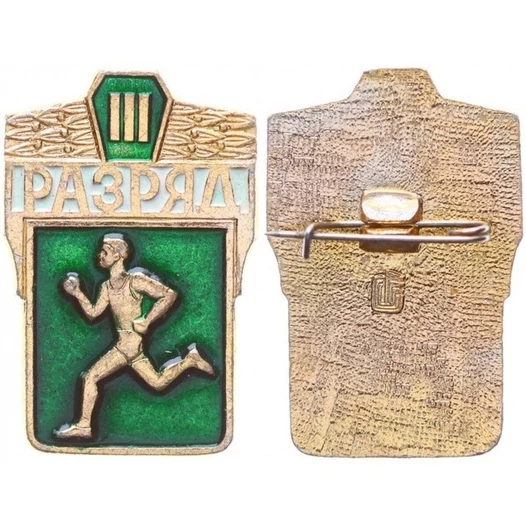 Значок СССР 1977г "3 Разряд", Булавка