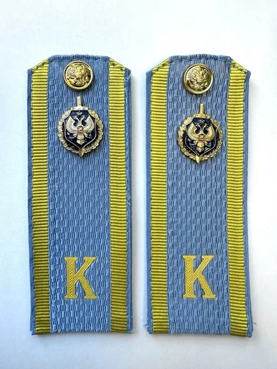 Погоны ФСБ, ФСО курсантские К голубые 14 см картон в сборе с фурнитурой