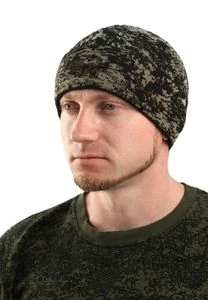 Шапка трикотажная с отворотом пиксельный камуфляж Цифра