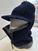 Балаклава зимняя с козырьком утепленная на иск.меху цвет синий