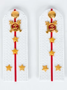 Погоны Полиции на рубашку белые звание Капитан Картон 15см