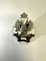 Знак нагрудный Кадеты России тип 3 серебристый с черной лентой