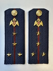 Погоны Росгвардии ФСВНГ на куртку 14см ПЛАСТИК звание Капитан цвет темно-синий