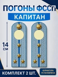 Погоны ФССП с фурнитурой звание Капитан картон 14см цвет голубой