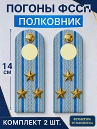 Погоны ФССП с фурнитурой звание Полковник картон 14см цвет голубой