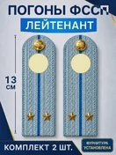 Погоны ФССП с фурнитурой звание Лейтенант картон 13см цвет голубой