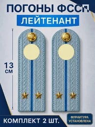 Погоны ФССП с фурнитурой звание Лейтенант картон 13см цвет голубой