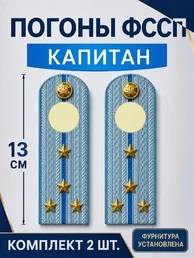 Погоны ФССП с фурнитурой звание Капитан картон 13см цвет голубой