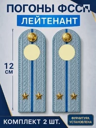 Погоны ФССП с фурнитурой звание Лейтенант картон 12см цвет голубой