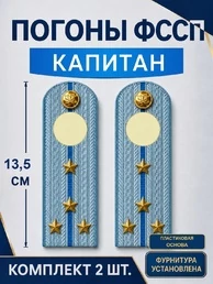 Погоны ФССП с фурнитурой звание Капитан ПЛАСТИК 13,5см цвет голубой