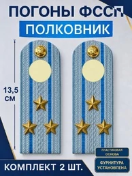 Погоны ФССП с фурнитурой звание Полковник ПЛАСТИК 13,5см цвет голубой