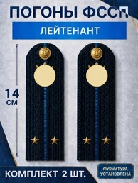 Погоны ФССП с фурнитурой звание Лейтенант картон 14х4,5см цвет темно-синий