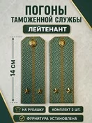 Погоны Таможенной службы на рубашку картон звание Лейтенант цвет олива