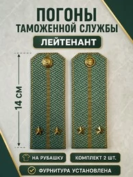 Погоны Таможенной службы на рубашку картон звание Лейтенант цвет олива