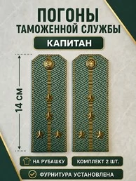 Погоны Таможенной службы на рубашку картон звание Капитан цвет олива