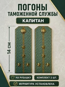Погоны Таможенной службы на рубашку картон звание Капитан цвет олива
