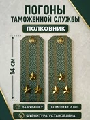 Погоны Таможенной службы на рубашку картон звание Полковник цвет олива