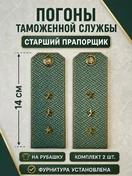 Погоны Таможенной службы на рубашку картон звание Старший Прапорщик цвет олива