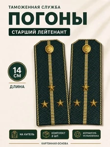 Погоны Таможенной службы на китель темно-зеленые картон звание Старший Лейтенант