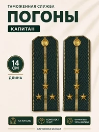 Погоны Таможенной службы на китель темно-зеленые картон звание Капитан