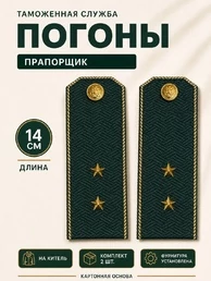 Погоны Таможенной службы на китель темно-зеленые картон звание Прапорщик