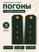 Погоны Таможенной службы на китель темно-зеленые картон звание Старший Прапорщик