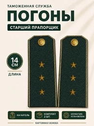 Погоны Таможенной службы на китель темно-зеленые картон звание Старший Прапорщик