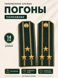 Погоны Таможенной службы на китель темно-зеленые картон звание Полковник