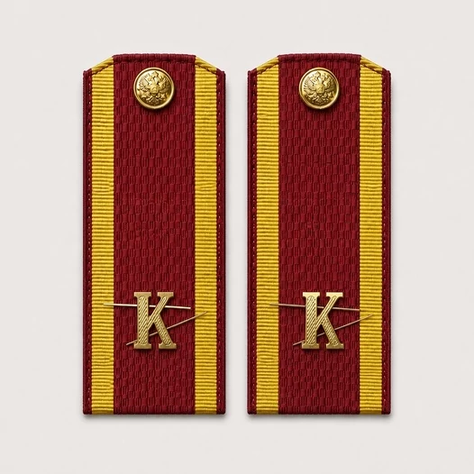 Погоны курсантские красные К 13,5 см картон металлические буквы К в комплекте