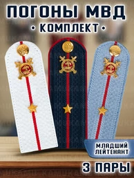 Погоны Полиции картонные комплект 3 шт. Звание Младший лейтенант 13см