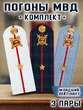 Погоны Полиции картонные комплект 3 шт. Звание Младший лейтенант 13см