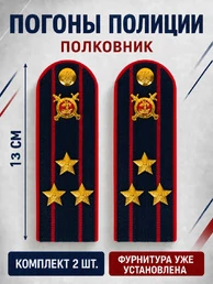 Погоны Полиции картон темно-синие Полковник 13 см
