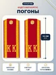 Погоны кадетские КК, галунные (12 см) с фурнитурой цвет красный