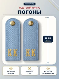 Погоны Полиции МВД кадетские Голубые КК 12 см картон в сборе с фурнитурой
