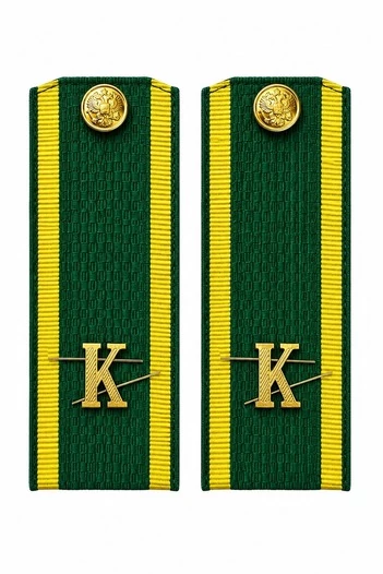 Погоны ПС курсантские К зеленые 13,5 см картон металлические буквы К в комплекте