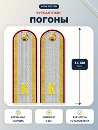 Погоны ФСИН курсантские К Серые 14 см картон в сборе с фурнитурой