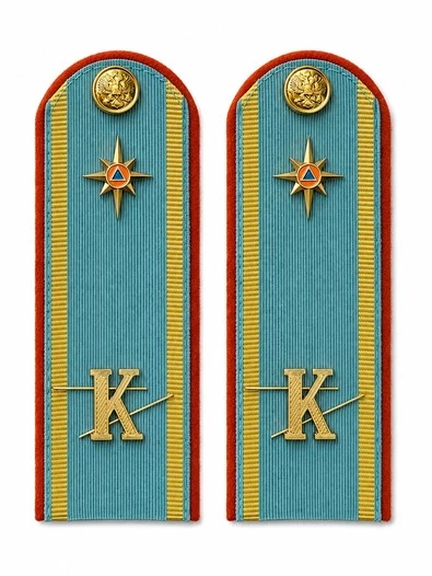 Погоны МЧС курсантские голубые К 14 см КАРТОН металлические буквы К в комплекте