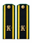 Погоны ПС ФСБ курсантские К зеленый кант 14 см картон металлические буквы К в комплекте