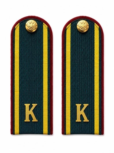 Погоны ФСИН курсантские К темно-зеленые 14 см картон в сборе с фурнитурой