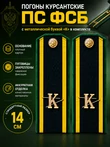 Погоны ПС ФСБ курсантские К зеленый кант 14 см картон металлические буквы К в комплекте