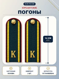 Погоны ФСИН курсантские К темно-зеленые 14 см картон в сборе с фурнитурой